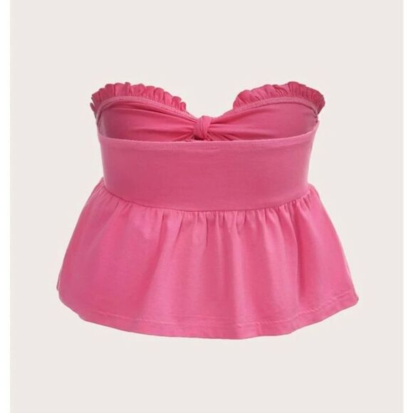 Shein Pink Strapless Crop Top Size Large - Picture 2 of 8